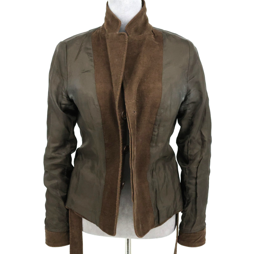 Zara Basic Jacket Womens Large Brown Corduroy Lined Belt Pockets Preppy Academia - Picture 11 of 14